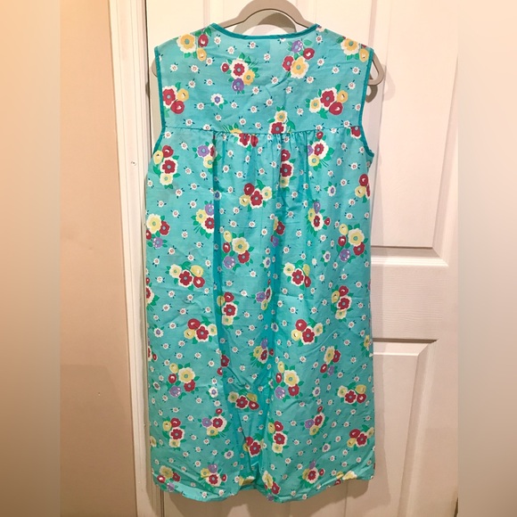 Vintage Floral Housecoat Dress Snaps Pockets Sz M - Picture 5 of 7